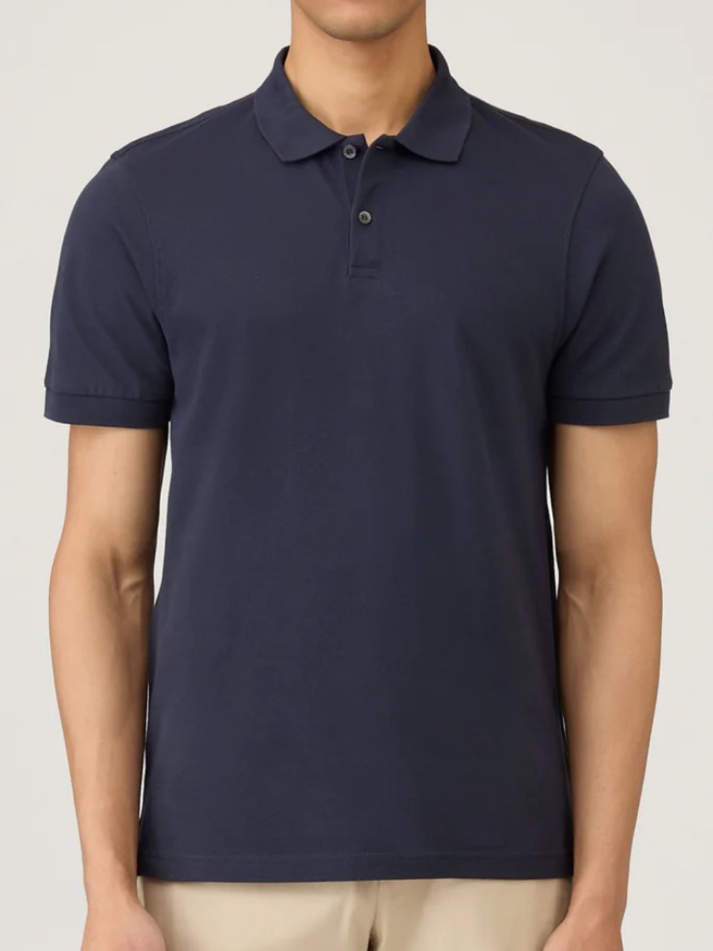 Sunspel England Navy Short Sleeve Cotton Knit Polo w Chest Pocket